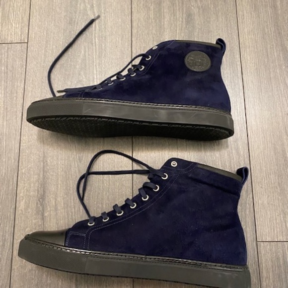 Hermes Jimmy Blue Suede High Tops Sneakers Size 11 - Picture 4 of 16
